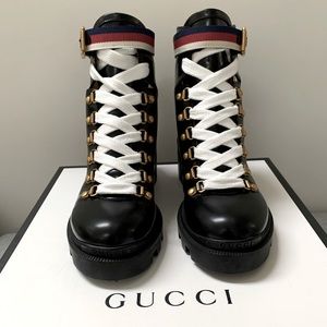 Gucci Leather ankle boots with Sylvie Web Colours